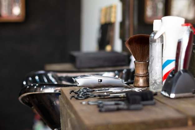 Cosmetics objects and barber shop machines Everything a barber or stylist needs