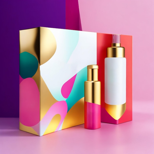 Cosmetics packaging mockup set or beauty product mockup set