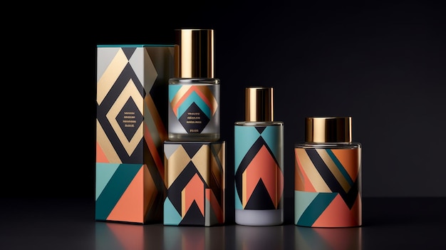 Cosmetics Premium Quality packagings with Surreal geometric shapes AI generate