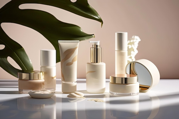 Premium Photo  Cosmetics product for mock up moisture cream bottle skin care product scene with 