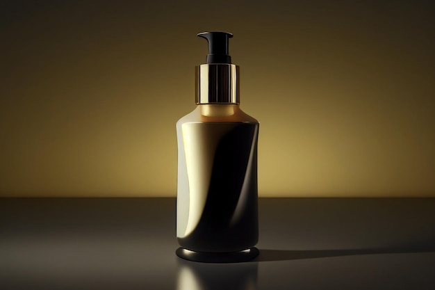 Photo cosmetics products skincare concept black and gold colours luxury mockup generative ai