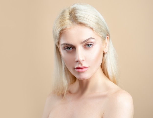 Cosmetics skincare treatment. Sensual woman natural beauty portrait. No makeup.