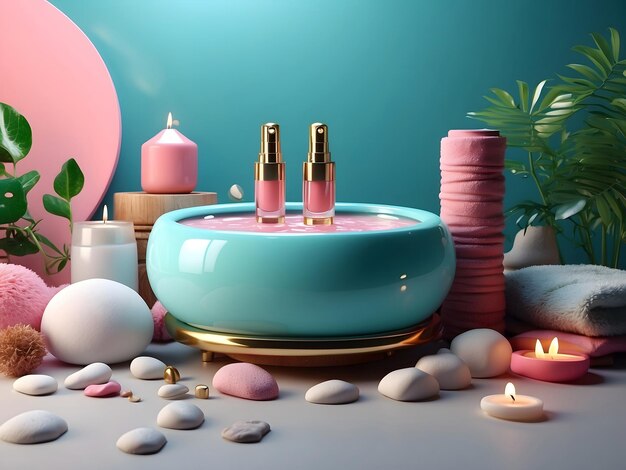 Cosmetics spa mockup on color background design