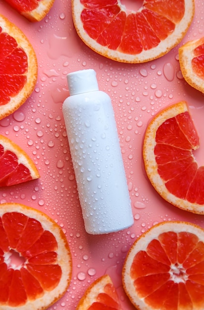 Cosmetics with grapefruit extract Selective focus Spa