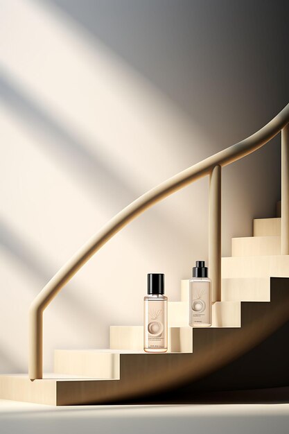 Cosmetics with a minimalist approach empha 9 stair scene concept and creative design luxury elega