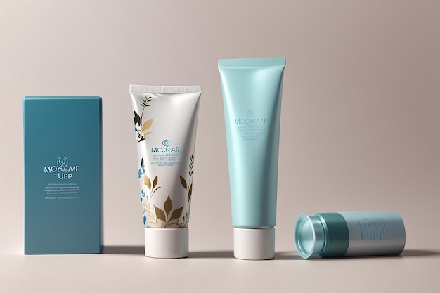 Foto cosmetische crème buis met doos mockup