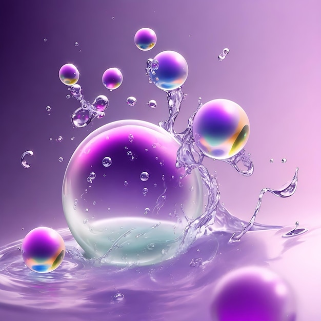 Cosmetische essence vloeibare bubbels moleculen antioxidant van vloeibaren bubbels Ai gegenereerd