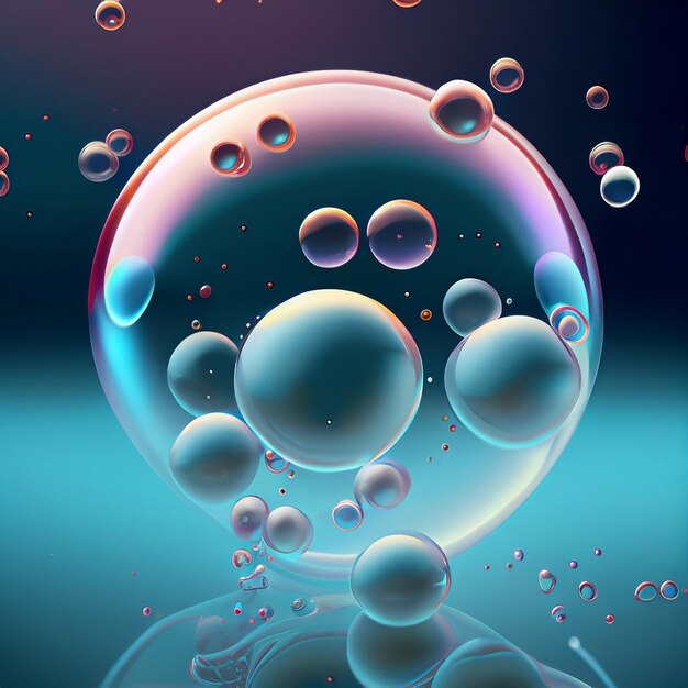 Cosmetische essentie vloeibare bubbels moleculen antioxidant van vloeibare bubbel ai generatief