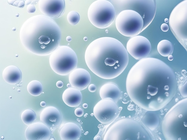 Cosmetische essentie vloeibare bubbels moleculen antioxidant van vloeibare bubbels op de achtergrond