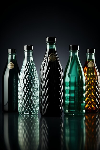 Cosmetische mockup van innovatieve plastic flessen met een moderne en creatieve collectie ontwerpen