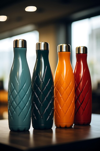 Foto cosmetische mockup van stijlvolle plastic flessen met een moderne en slanke de creatieve collectie ontwerpen