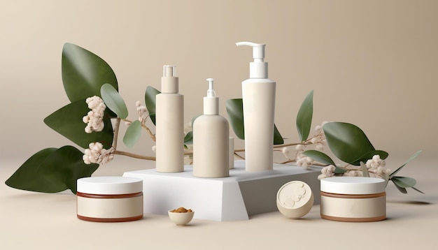 cosmetische productsjabloonfoto met duidelijke schoonheidscontainerweergave