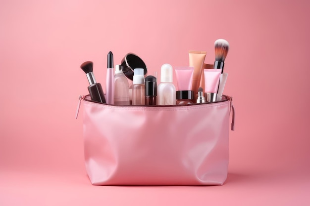 Cosmetische roze tas Fashion make-up Generate Ai