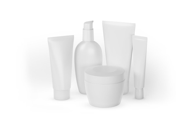 Cosmetische set op witte achtergrond