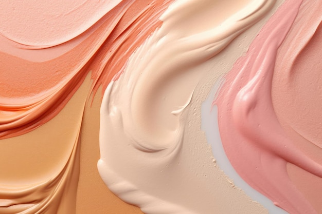 Foto cosmetische smeers van romige textuur in een pastelbeige