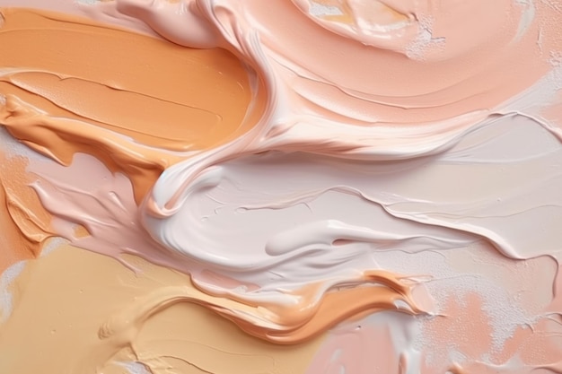 Foto cosmetische smeers van romige textuur in een pastelbeige