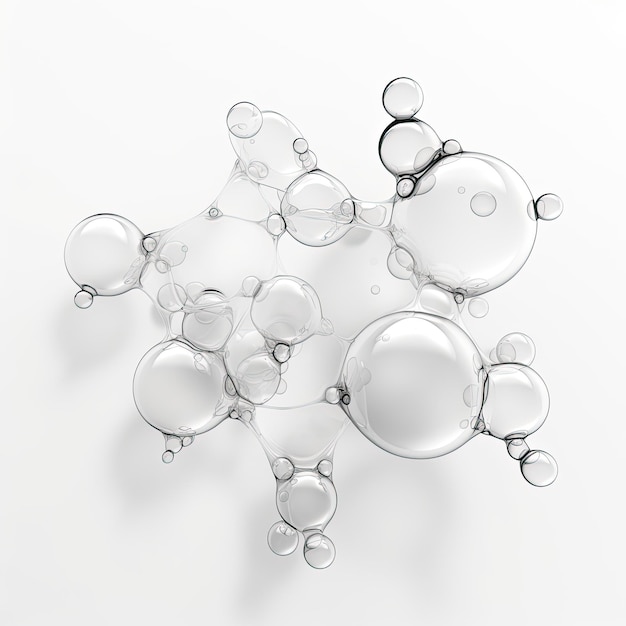 Cosmetische vloeibare bubbels moleculen antioxidant doorzichtige witte achtergrond