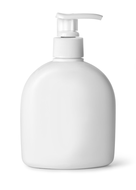 Cosmetische witte plastic fles met uitknippad