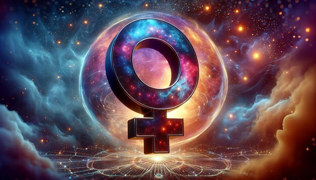 Foto simbolo femminile cosmico 3d