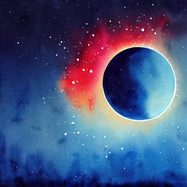 Cosmic abtsract watercolor illustration