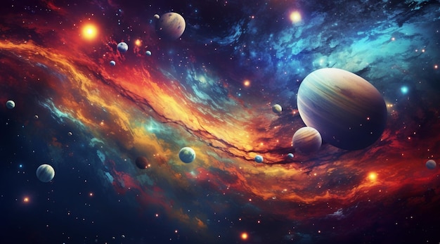 Cosmic art rainbow color background