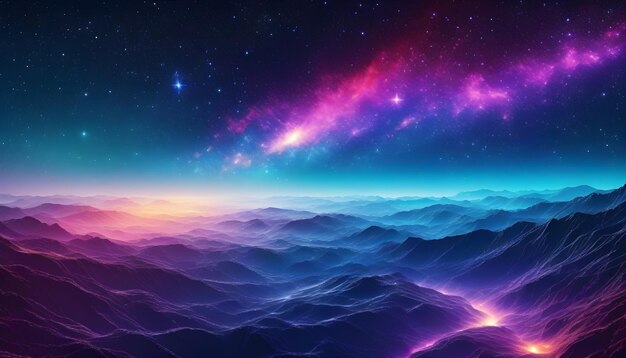 Cosmic Aurora Over Majestic Mountain Range