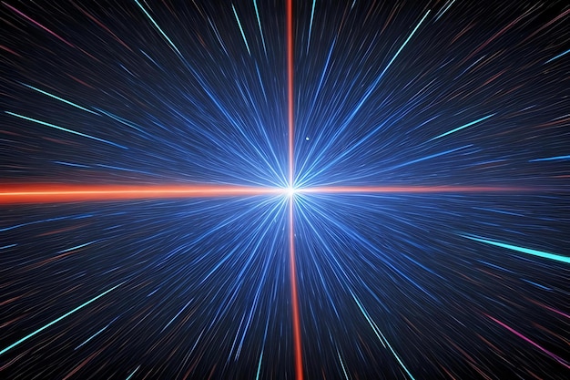 Cosmic background with colorful blue and orange laser lights