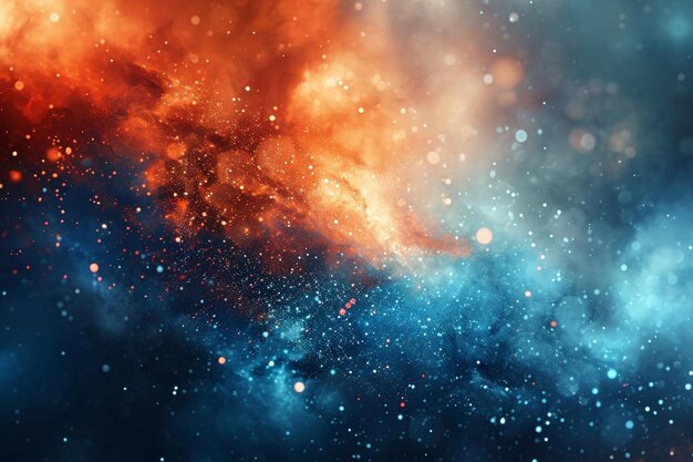 Cosmic background with colorful blue and orange laser lights