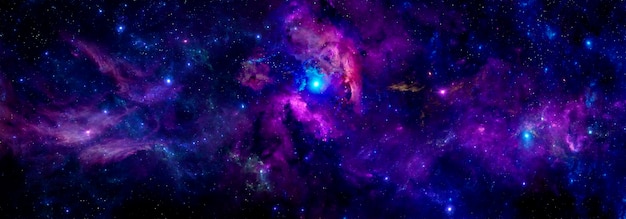 Photo cosmic background with colorful nebula and the brilliance of stars in the universe