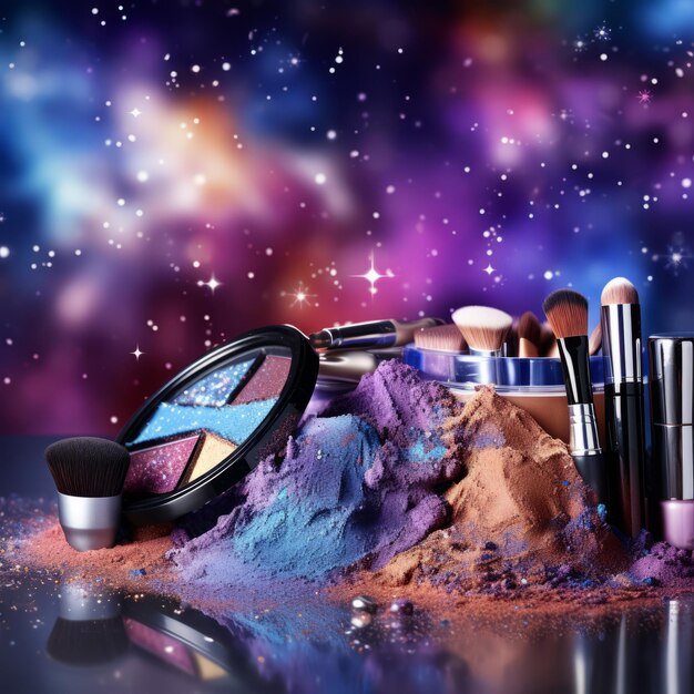 Photo cosmic beauty exploring the universe of cosmetic products