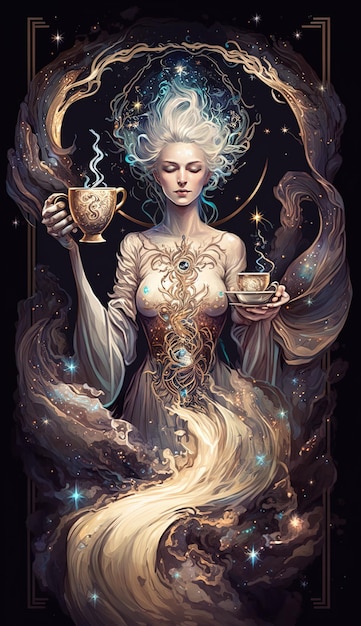 Cosmic Caffeine Astral Goddess of Coffee in Space