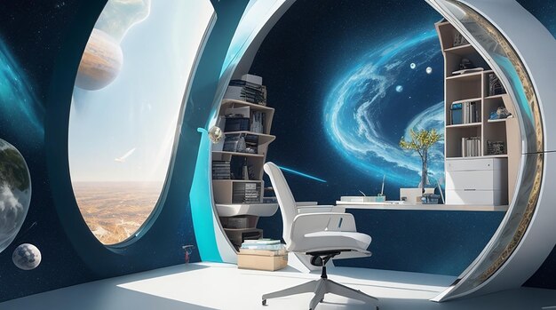 Cosmic Canvas Creating Art in ZeroGravity Home Office Environments