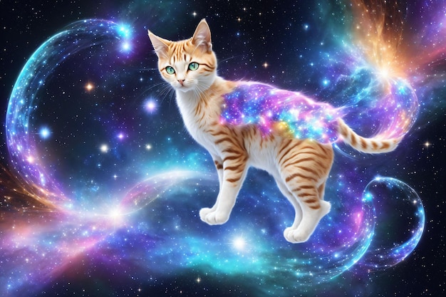 우주 공간과 유체의 우주 고양이