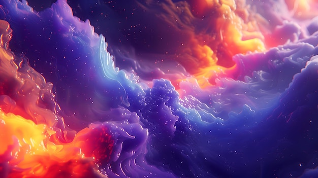 Cosmic cloudscape with vibrant nebulalike color transitions