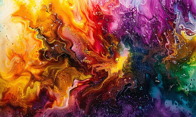 Cosmic color burst in abstract fluid art