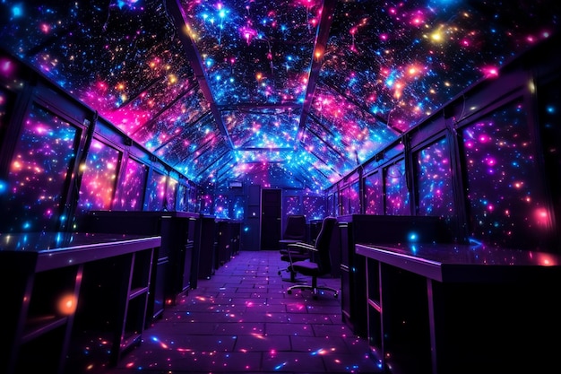 Cosmic Cubicles Kantoor Nacht foto