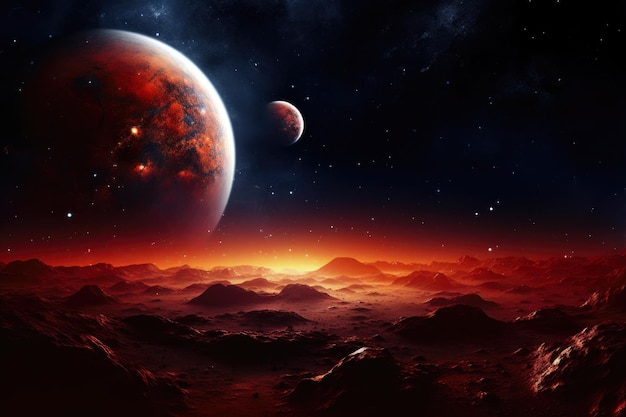 Cosmic Dreams Mars in a Starlit Universe