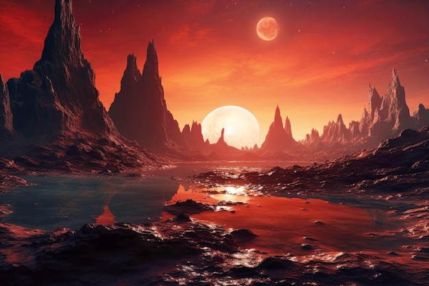 Cosmic dreamscape imaginative fantasy landscape of alien planet