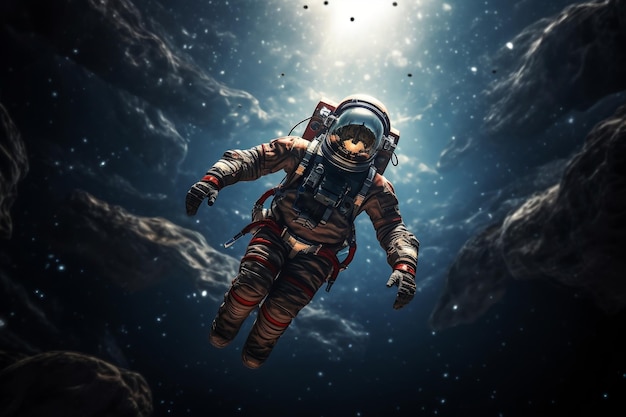 Cosmic Elegance Astronauts Donning Space Suits in the Vastness of Space Generative AI