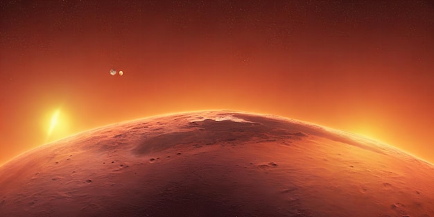 Photo cosmic energy and orange planets in deep space