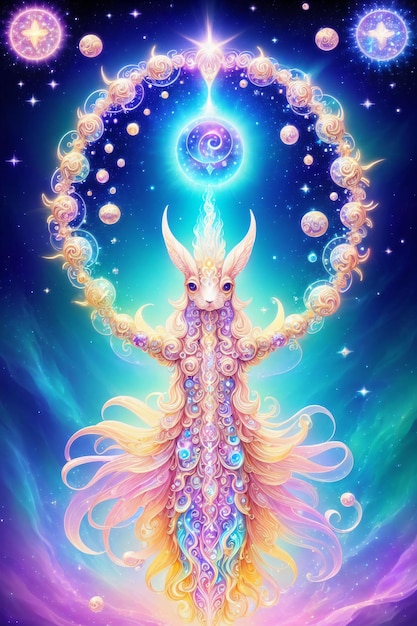 Cosmic ethereal creature in the outer space