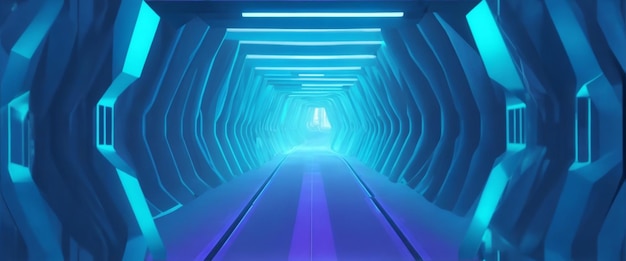 Cosmic fractal tunnel mesmerizing blue space exploration