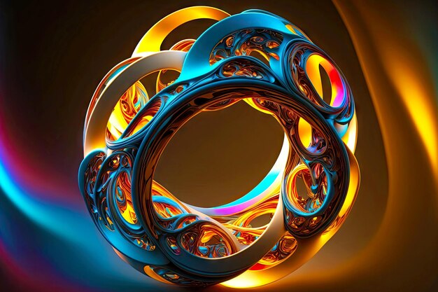 Cosmic glow in form of multicolored ring as d render abstract geometric background generative ai