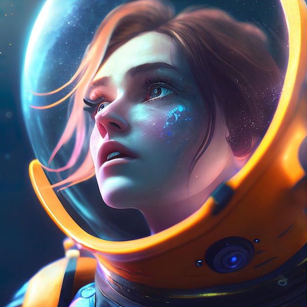 Cosmic Grace Beautiful Anime Spacegirl Tumbling into Singularity