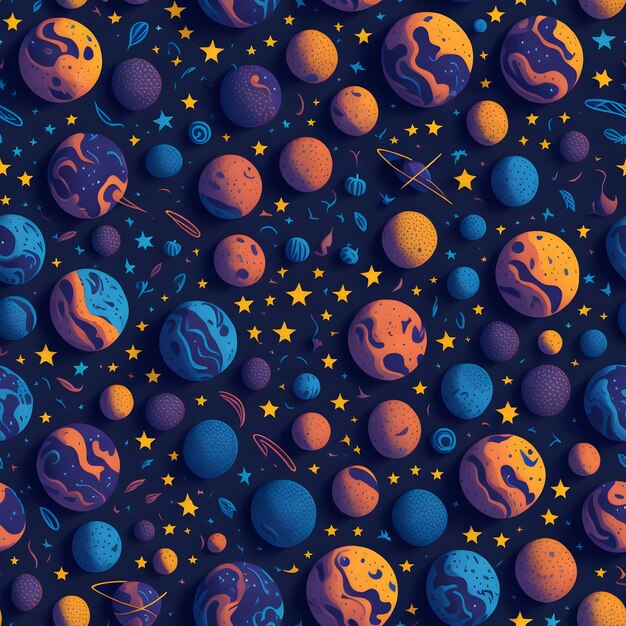 Photo cosmic harmony seamless patterns of planets and stars ai generative