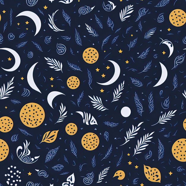 Photo cosmic harmony seamless vector patterns of galaxies suns moons and stars