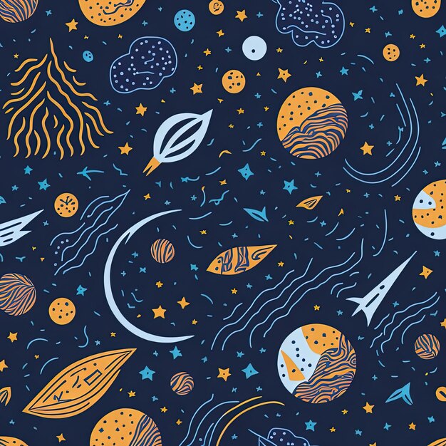 Photo cosmic harmony seamless vector patterns of galaxies suns moons and stars