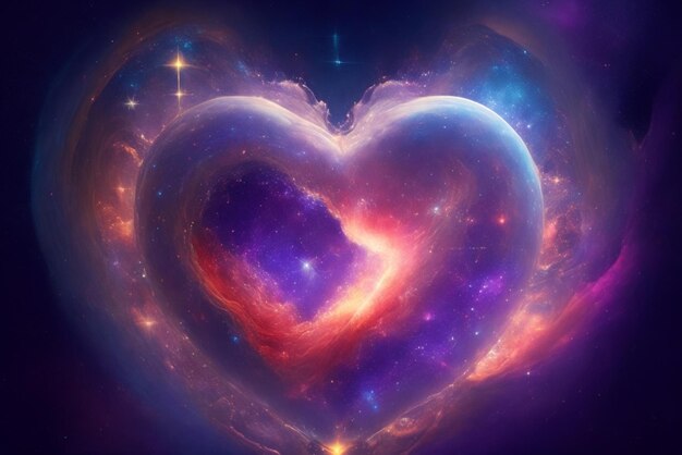 Photo a cosmic heart integrating elements of space to express the vastness of emotions