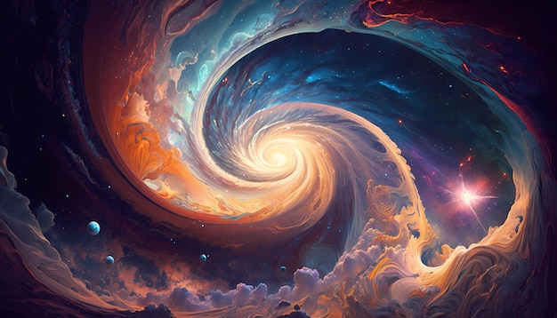 A cosmic landscape representing a star digital art illustration