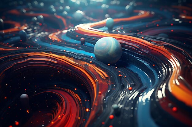 Photo cosmic landscape with abstract shape and patterns